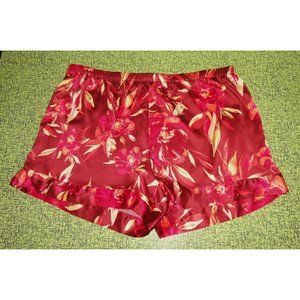 Vintage Red & Pink Floral Pajama Shorts L pinup retro sleepwear bottoms